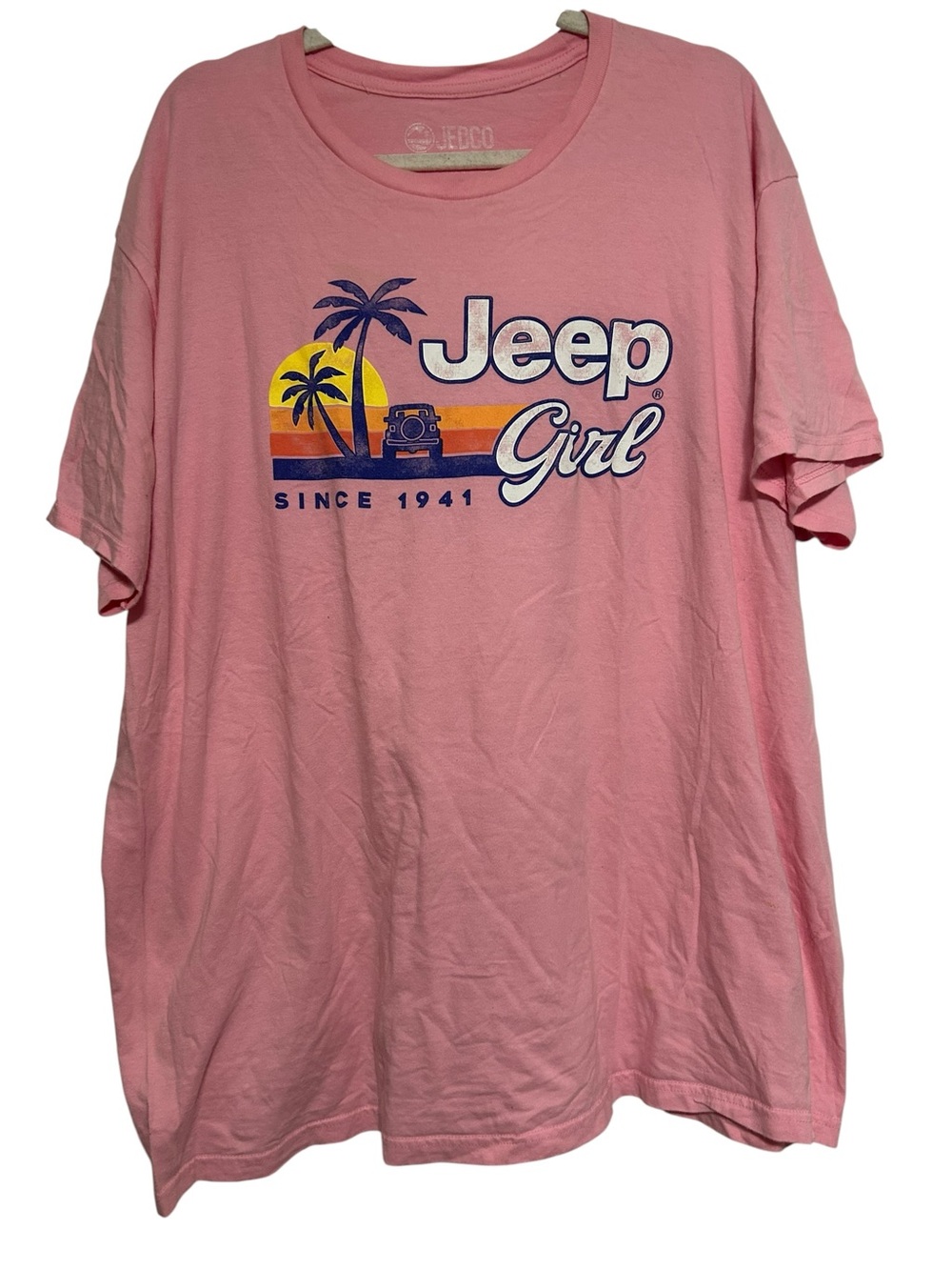 Jeep Pink Palm Graphic Tee - Jeep Girl Short Sleeve XXL